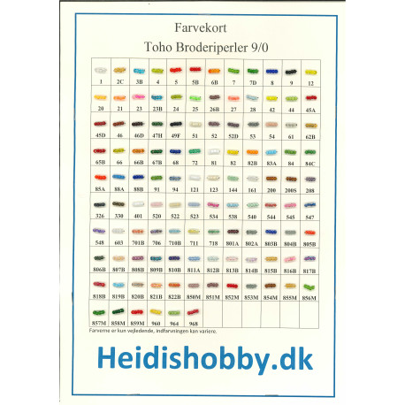 Toho 9/0 Farvekort 