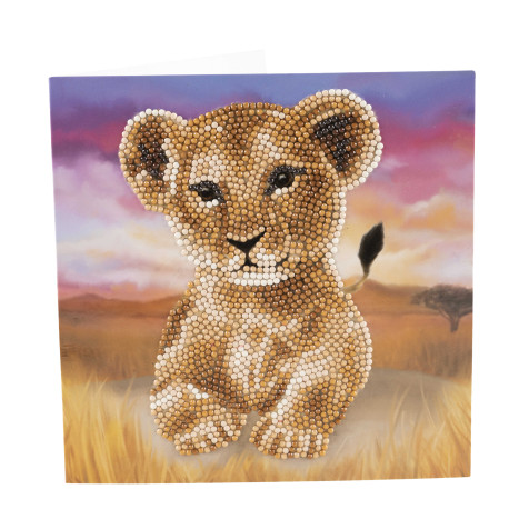 Løve unge  18x18 cm Diamant kort